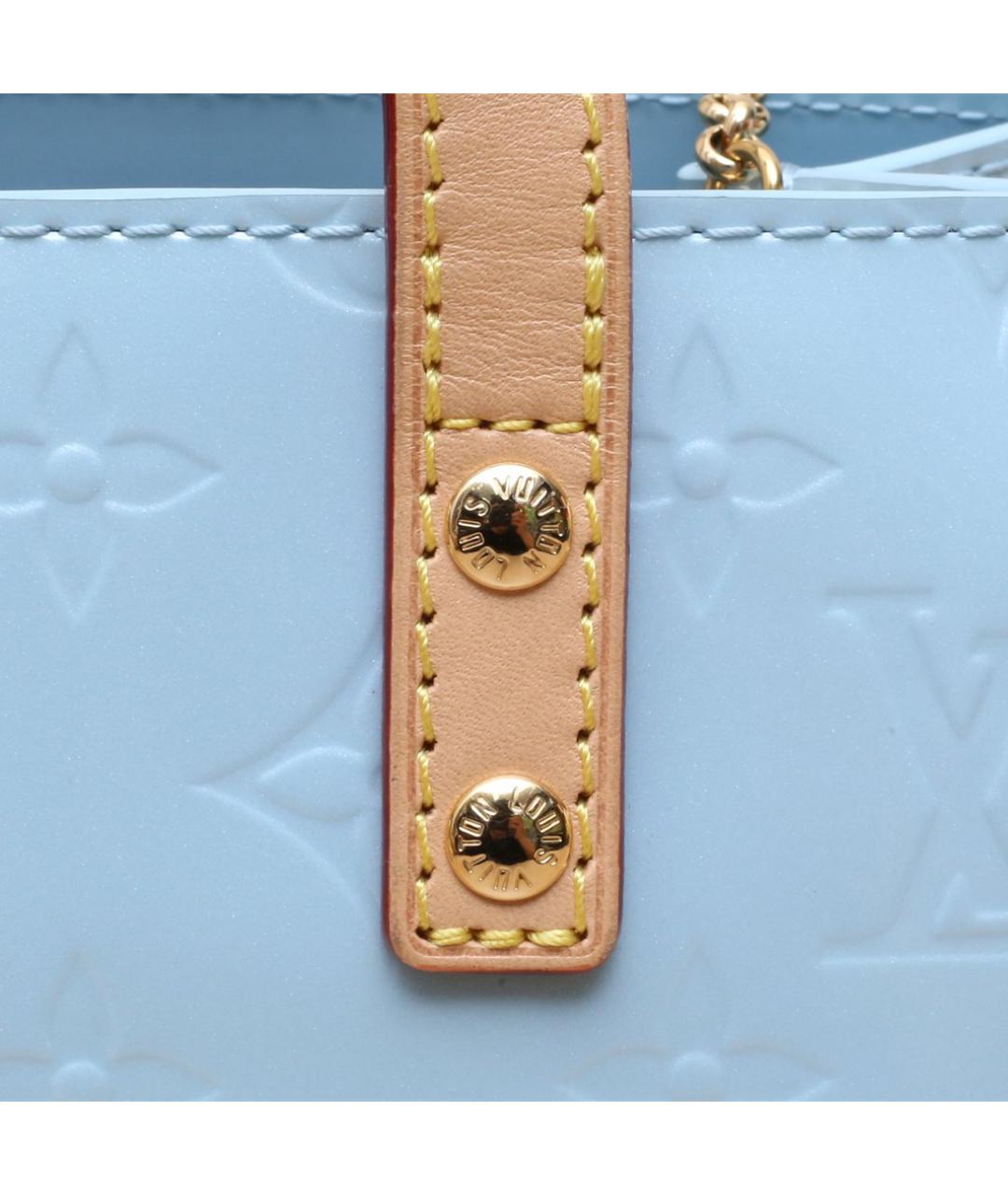 LOUIS VUITTON Голубая сумка через плечо из лакированной кожи, фото 8