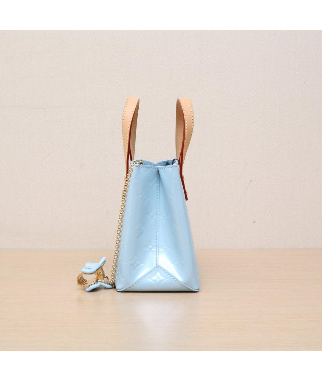 LOUIS VUITTON Голубая сумка через плечо из лакированной кожи, фото 5