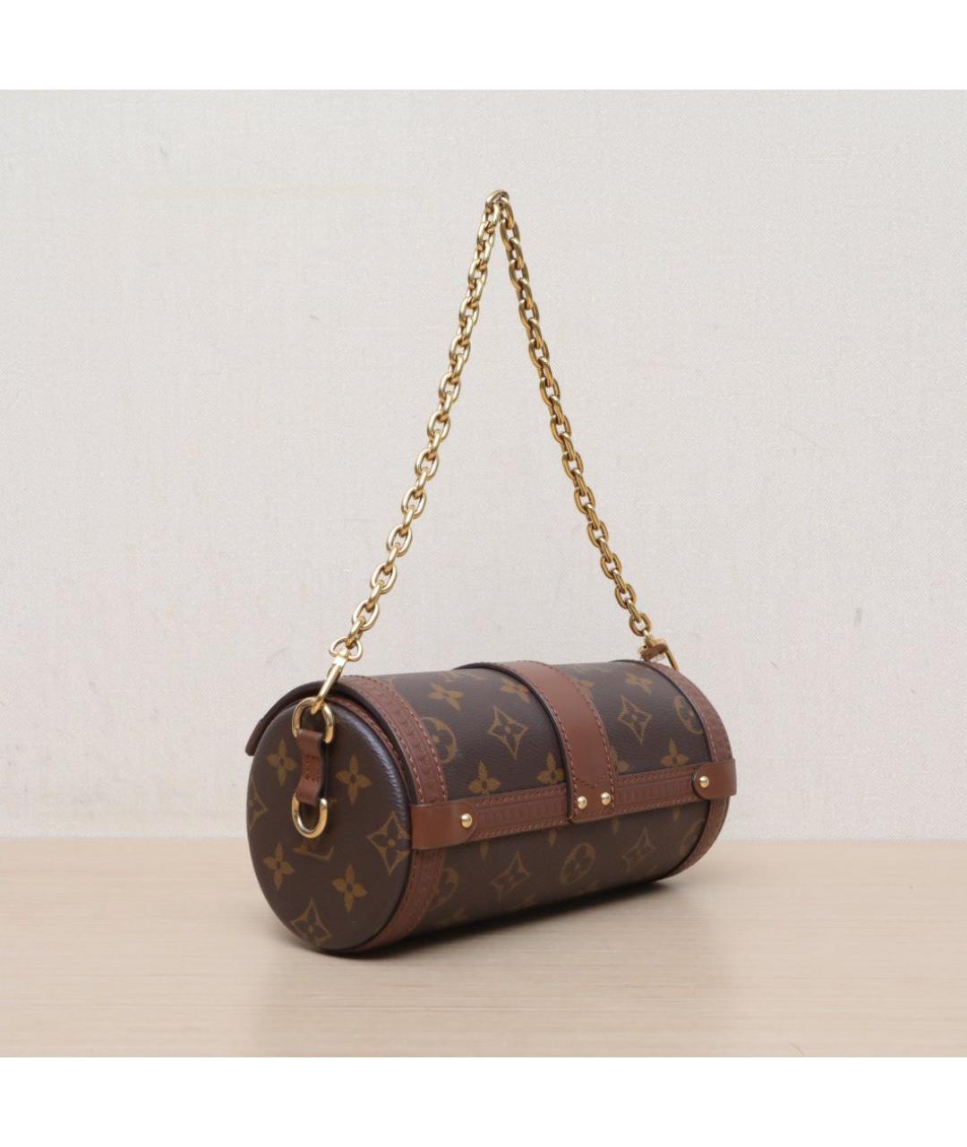 LOUIS VUITTON Коричневая кожаная сумка через плечо, фото 6