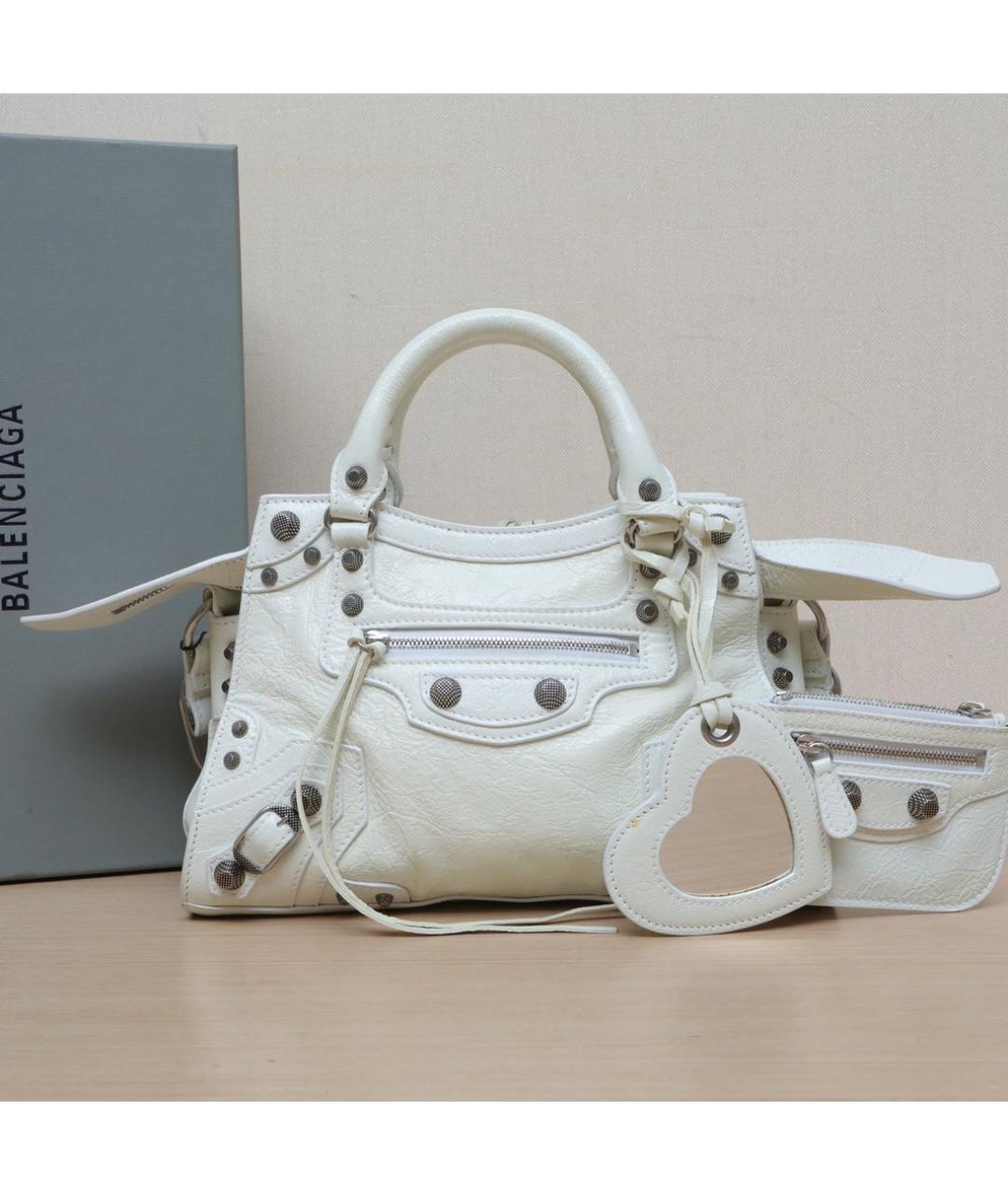 BALENCIAGA Белая кожаная сумка через плечо, фото 2