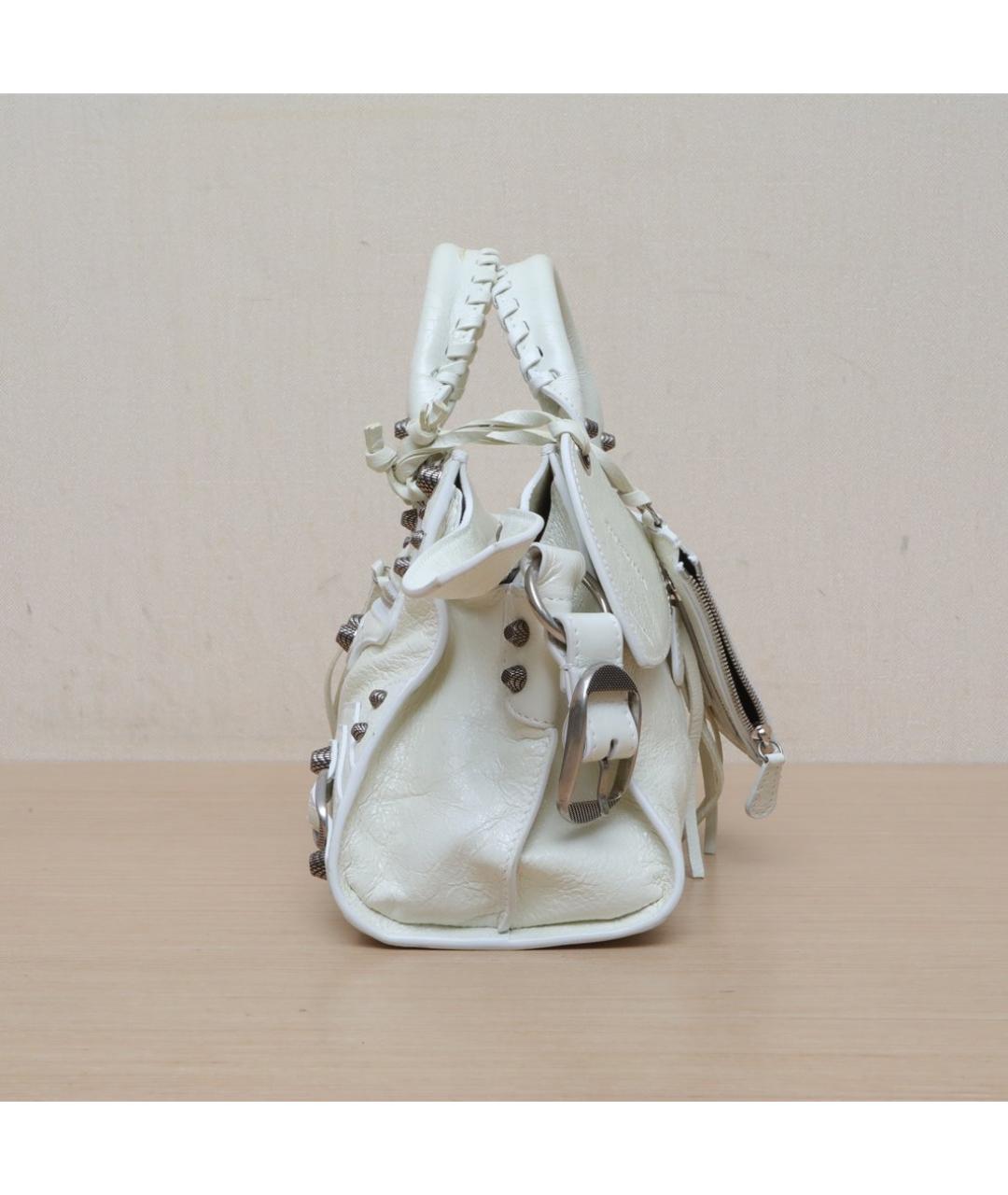 BALENCIAGA Белая кожаная сумка через плечо, фото 5