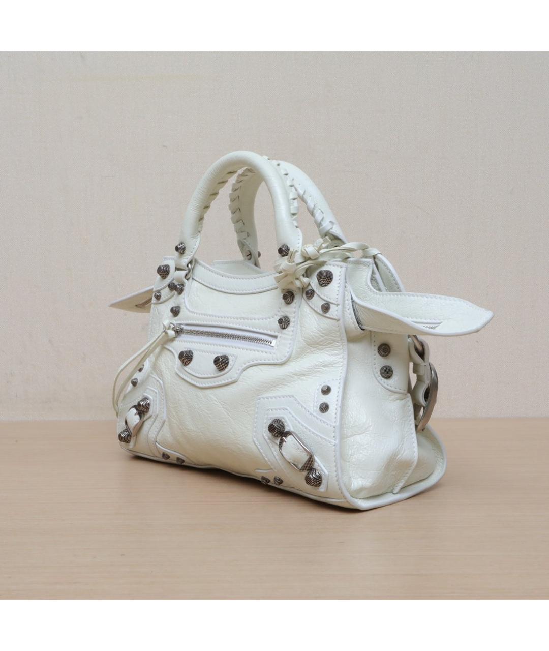BALENCIAGA Белая кожаная сумка через плечо, фото 4