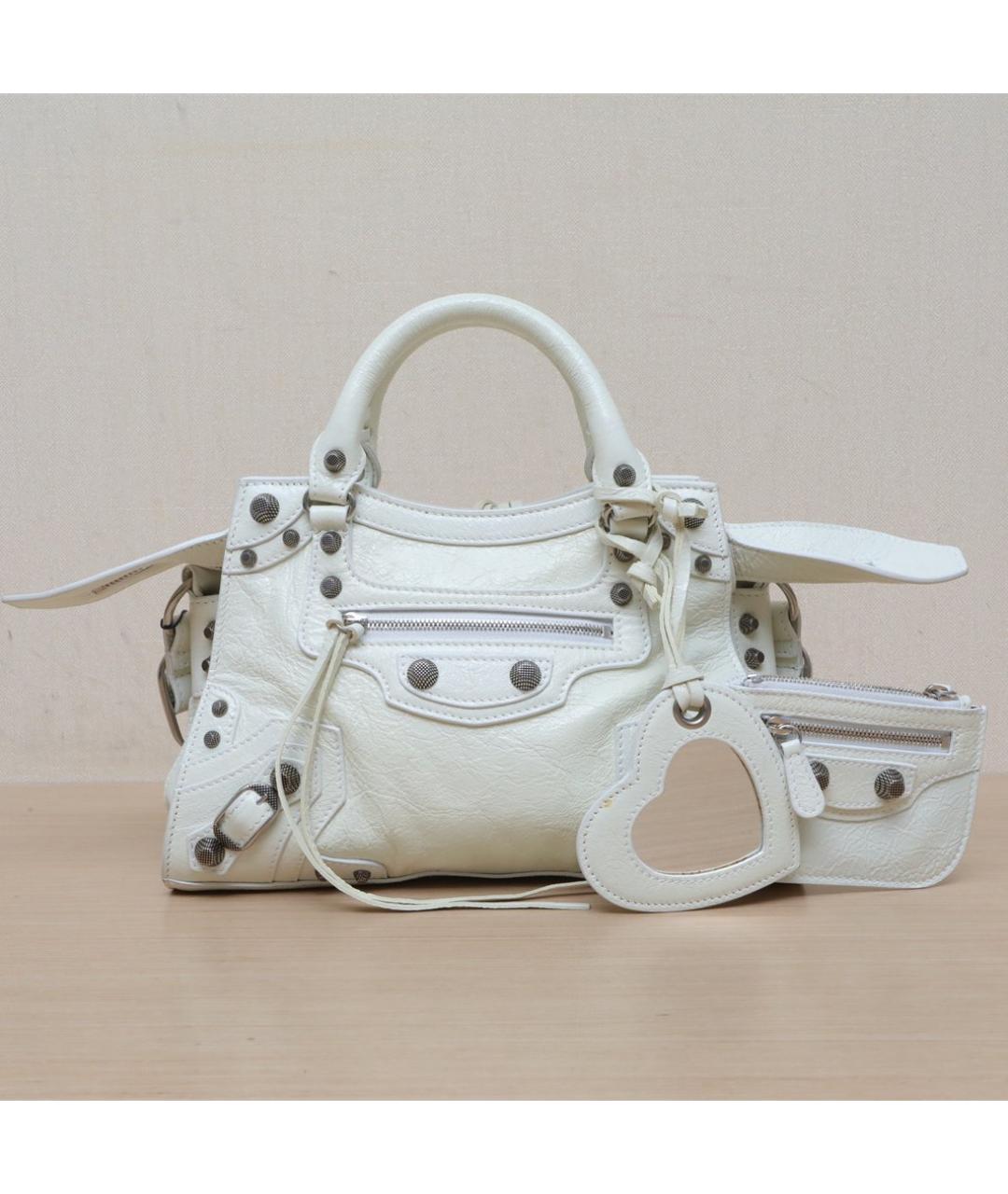 BALENCIAGA Белая кожаная сумка через плечо, фото 3