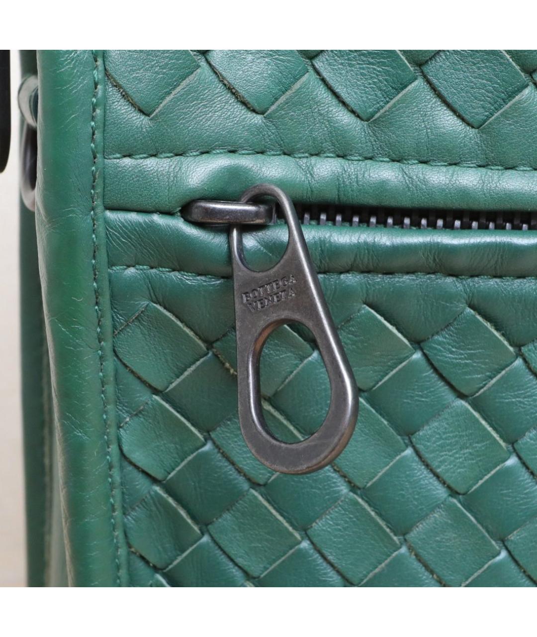 BOTTEGA VENETA Зеленая кожаная сумка тоут, фото 8