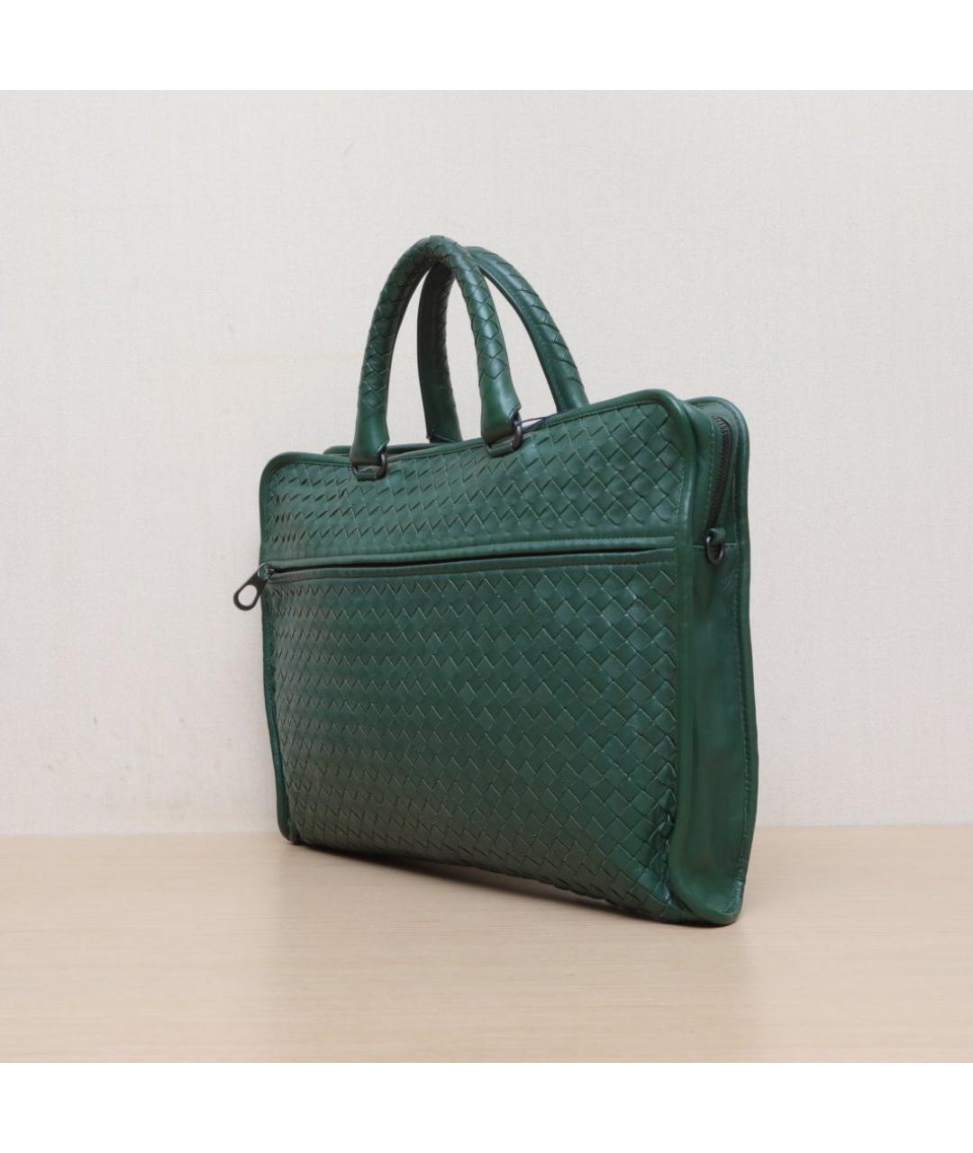 BOTTEGA VENETA Зеленая кожаная сумка тоут, фото 4