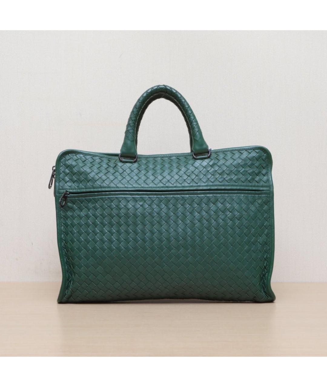 BOTTEGA VENETA Зеленая кожаная сумка тоут, фото 3
