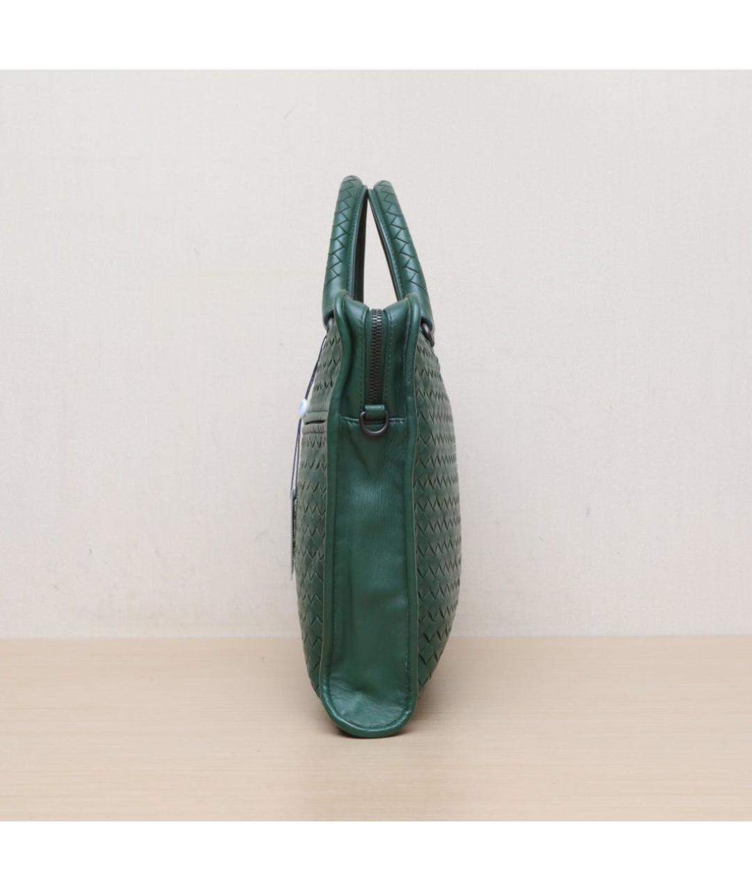 BOTTEGA VENETA Зеленая кожаная сумка тоут, фото 5