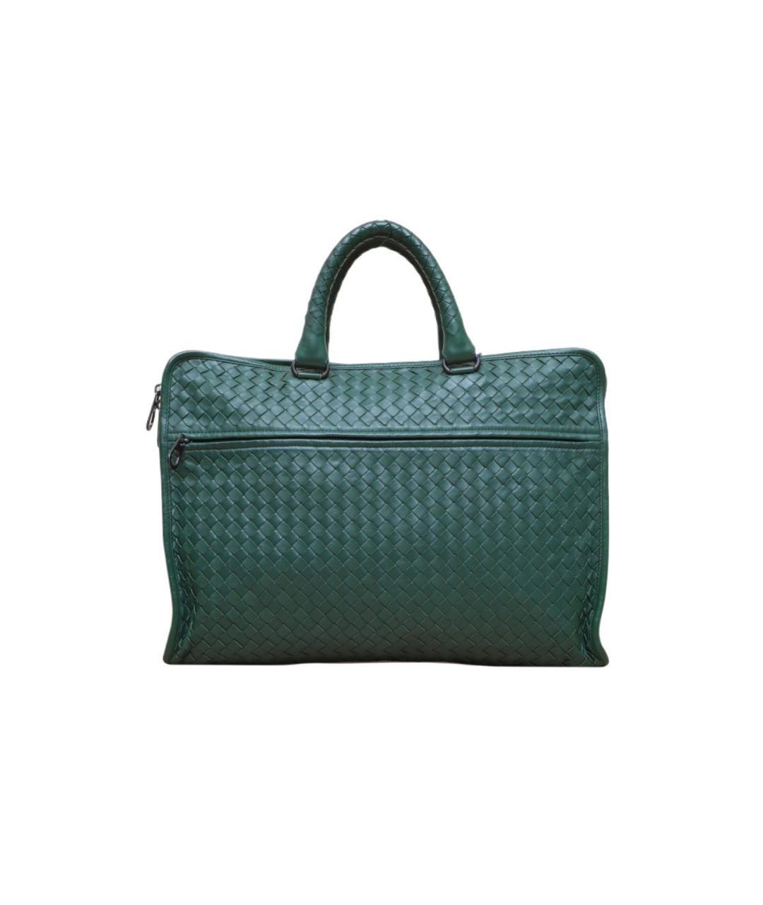 BOTTEGA VENETA Зеленая кожаная сумка тоут, фото 1