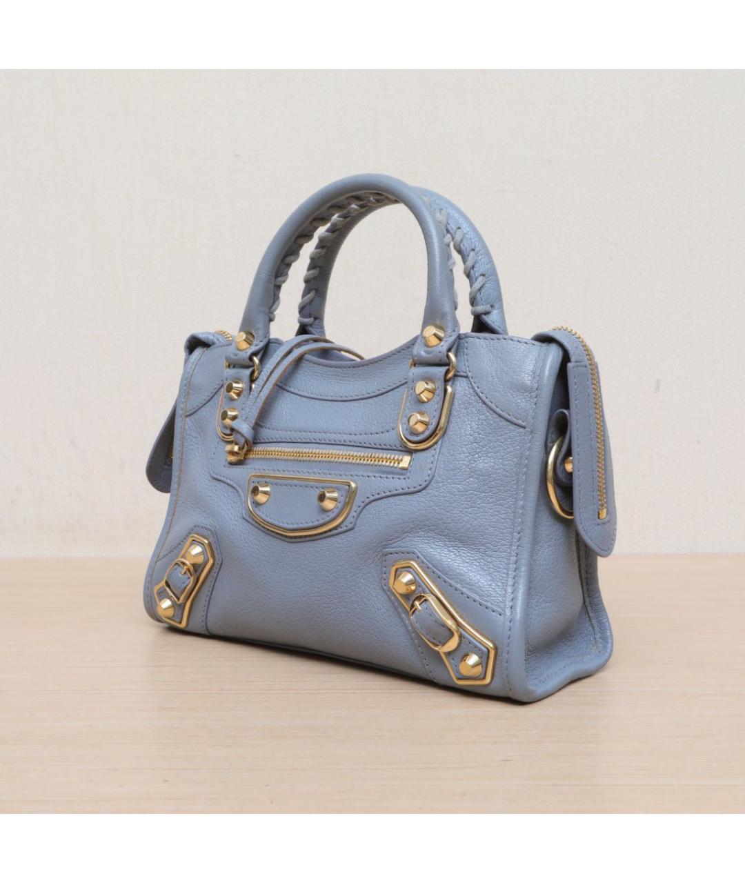 BALENCIAGA Голубая кожаная сумка через плечо, фото 4