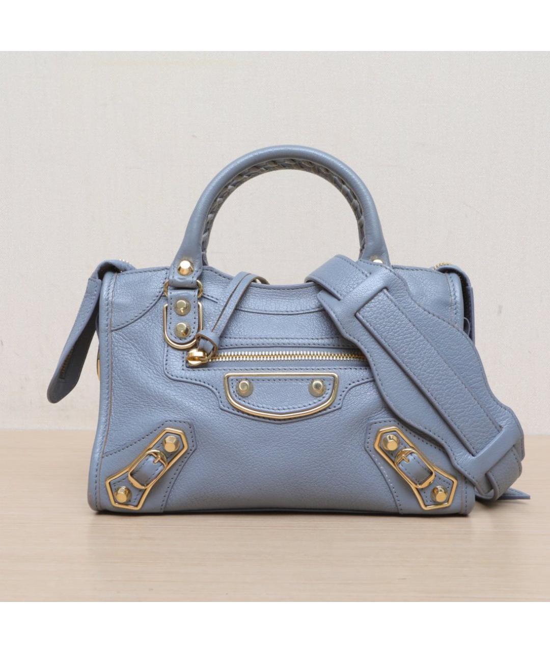 BALENCIAGA Голубая кожаная сумка через плечо, фото 3
