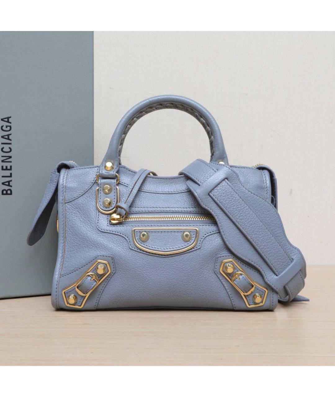 BALENCIAGA Голубая кожаная сумка через плечо, фото 2