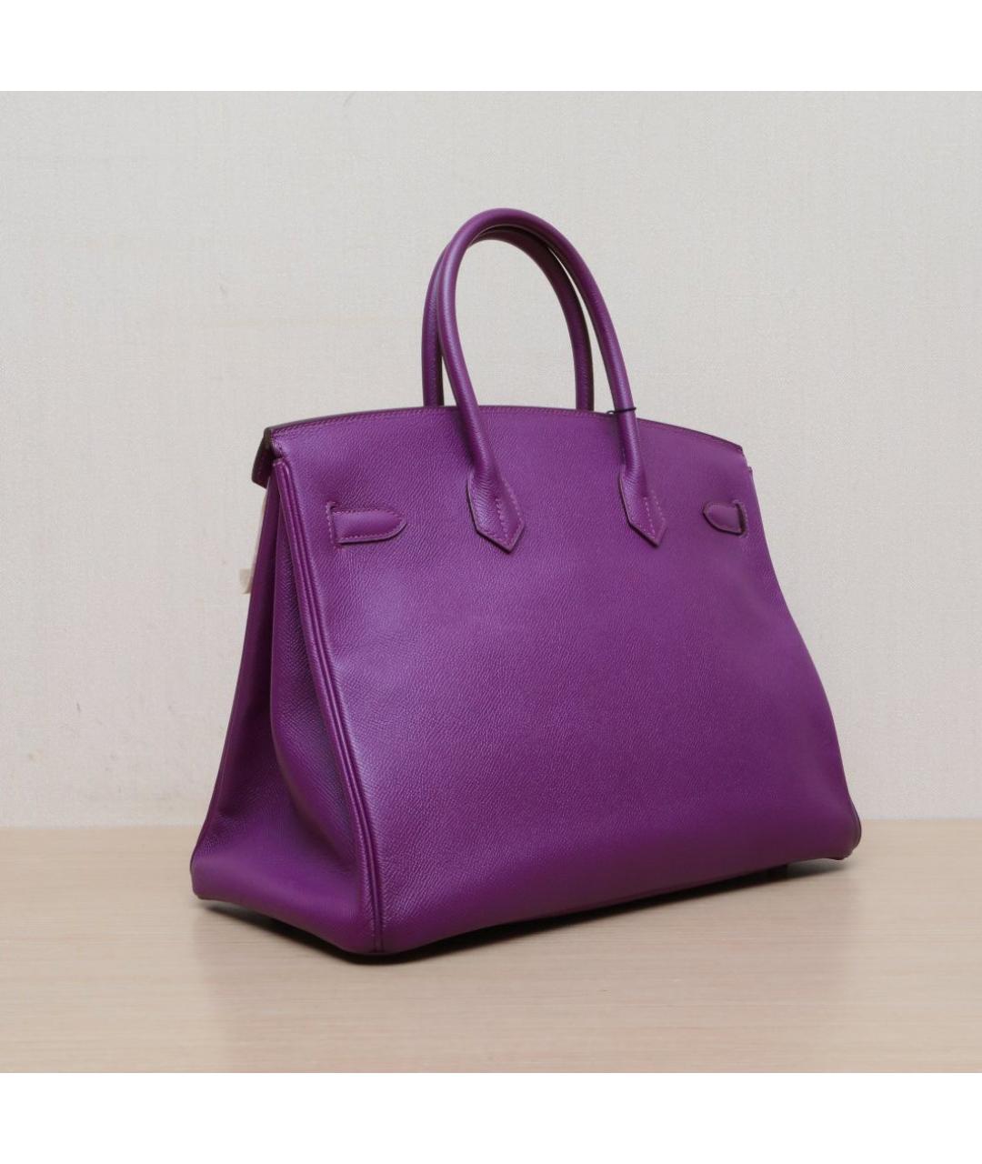 HERMES Фиолетовая кожаная сумка тоут, фото 6