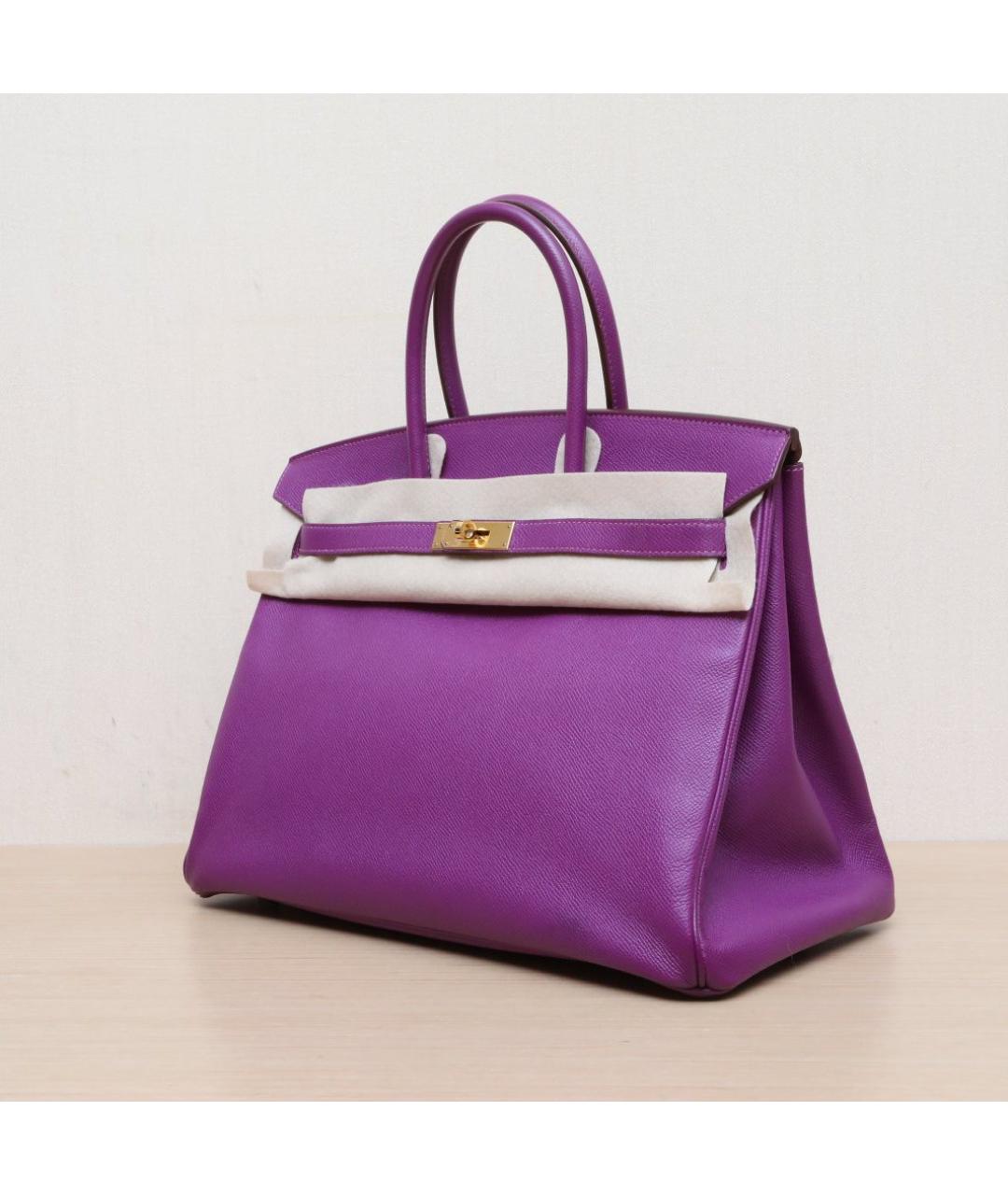 HERMES Фиолетовая кожаная сумка тоут, фото 4