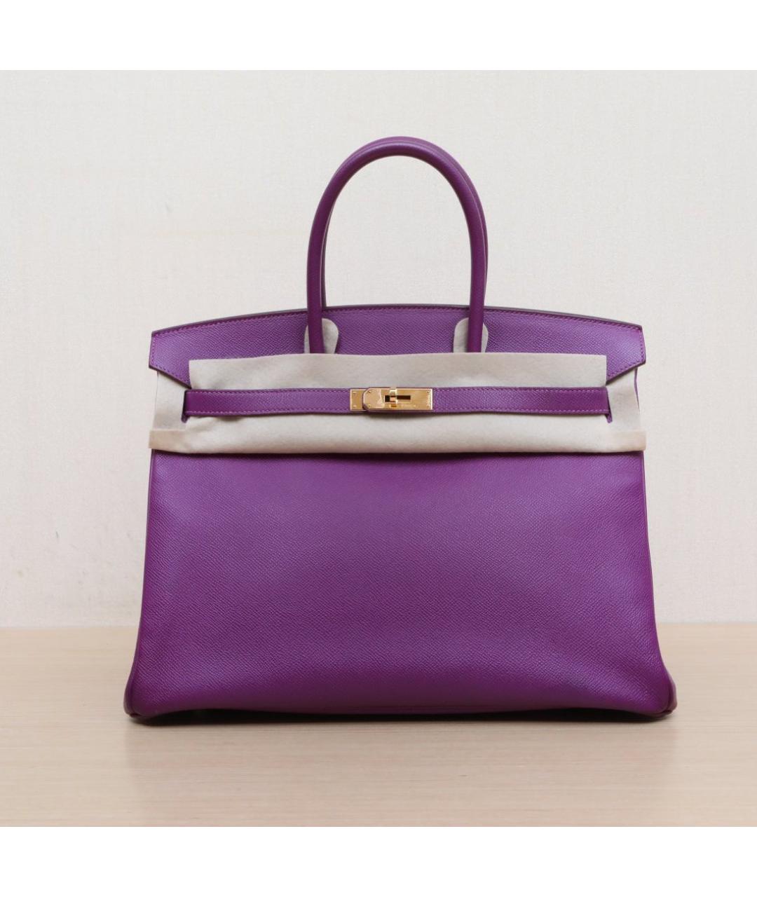 HERMES Фиолетовая кожаная сумка тоут, фото 3