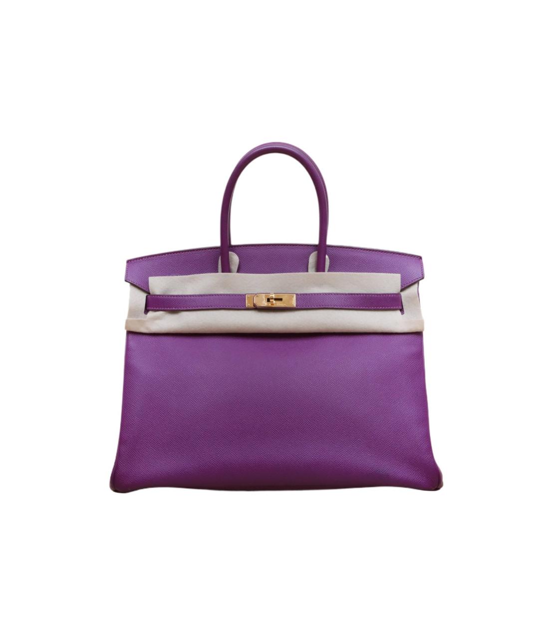 HERMES Фиолетовая кожаная сумка тоут, фото 1