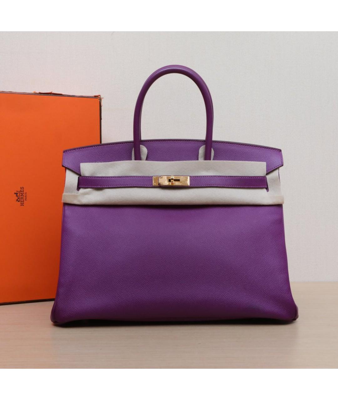 HERMES Фиолетовая кожаная сумка тоут, фото 2