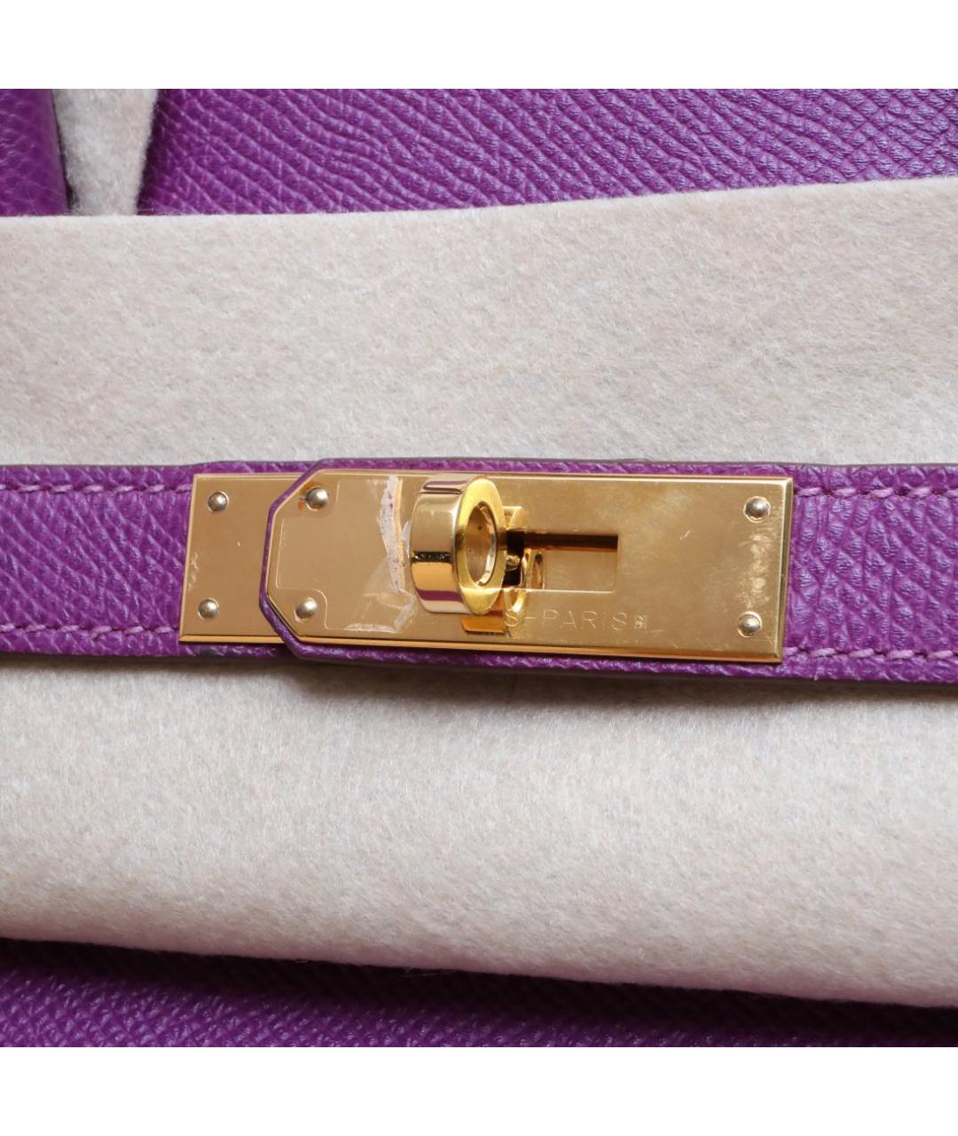 HERMES Фиолетовая кожаная сумка тоут, фото 8