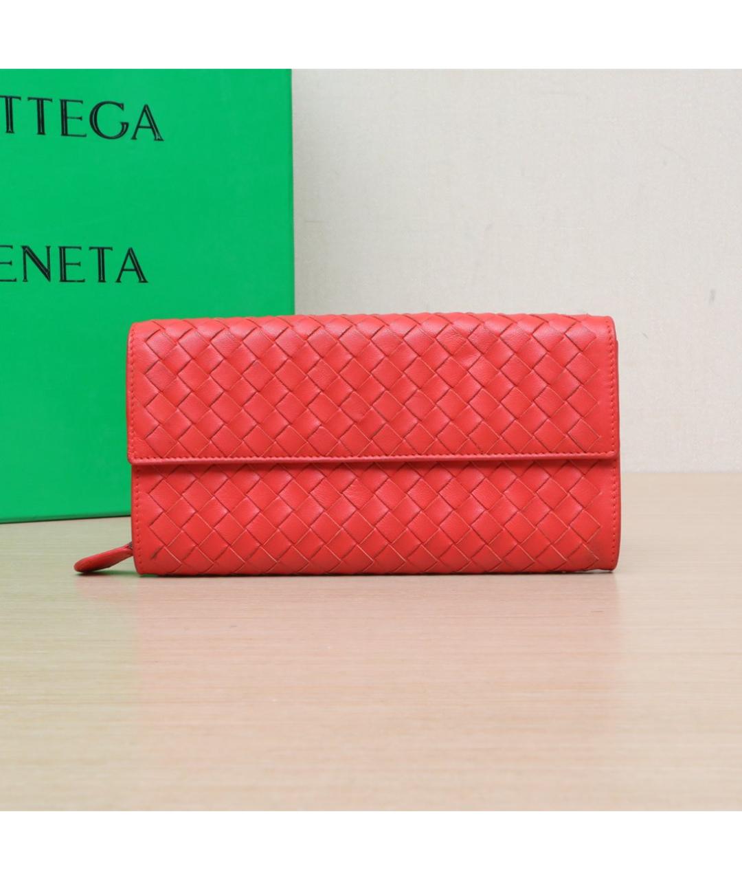 BOTTEGA VENETA Оранжевый кожаный кошелек, фото 2