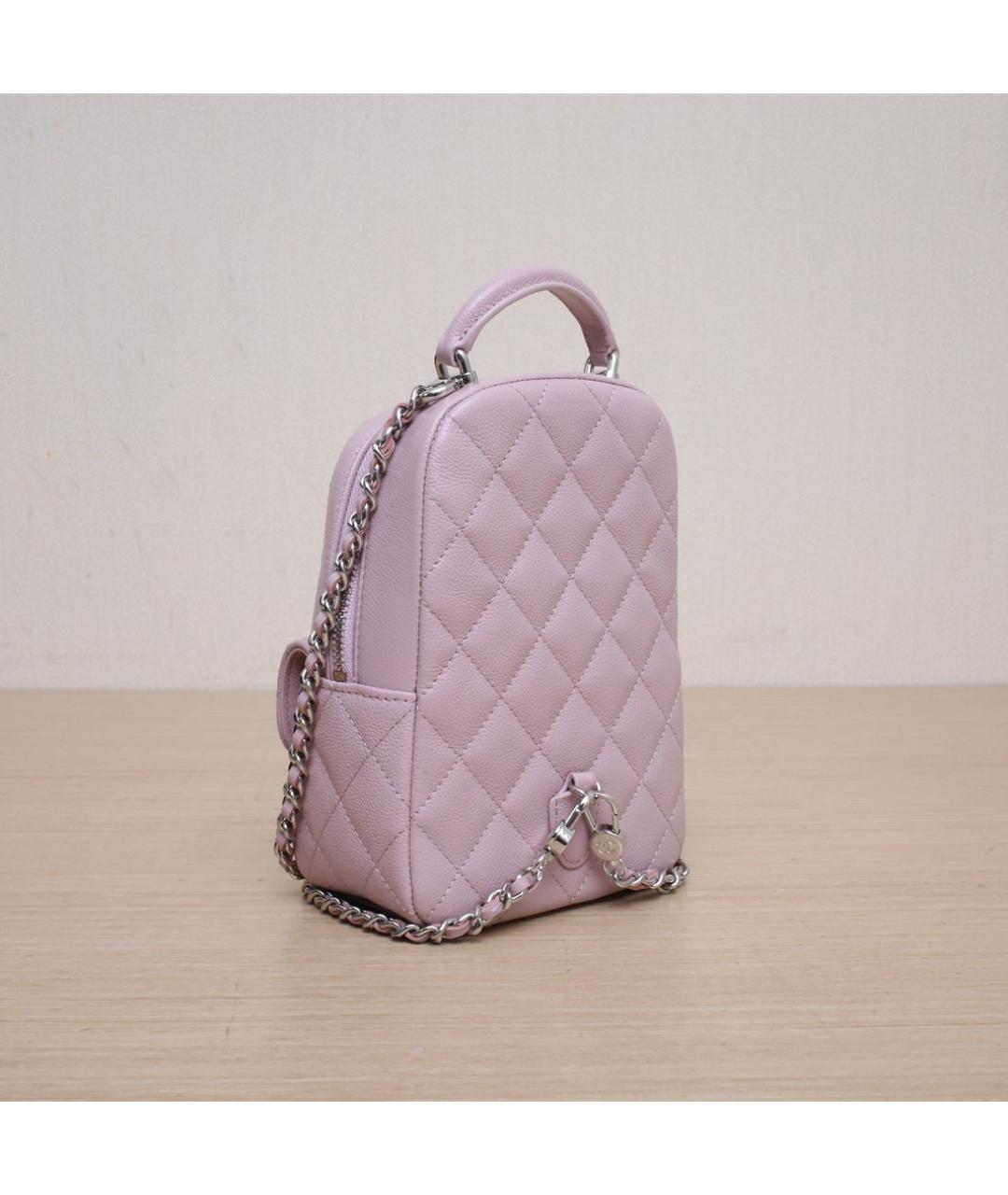 CHANEL Розовый кожаный рюкзак, фото 6
