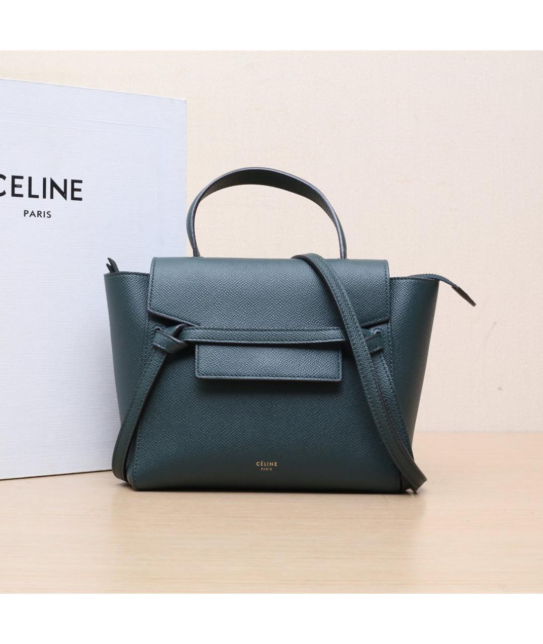 CELINE Зеленая кожаная сумка через плечо, фото 2