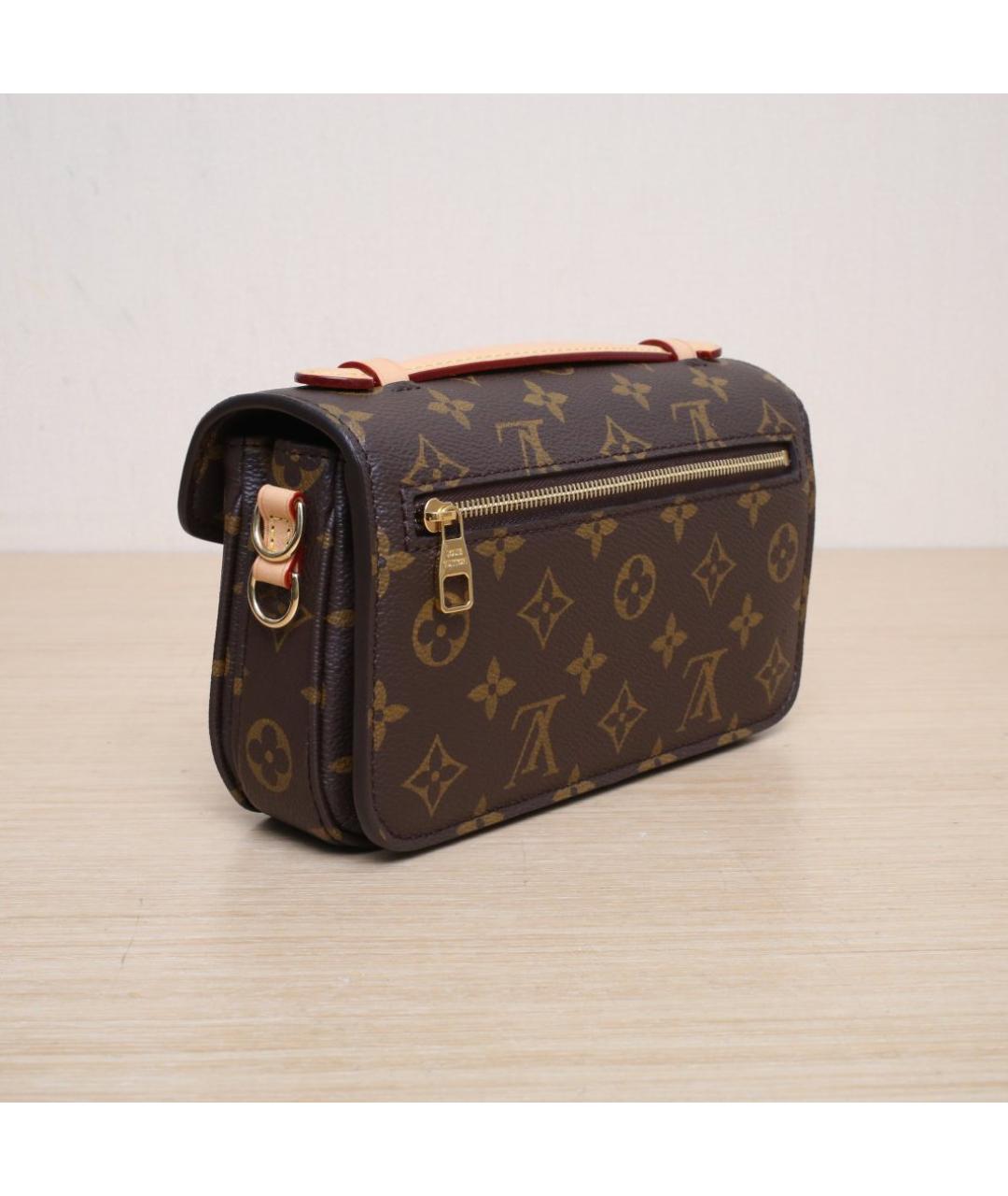 LOUIS VUITTON Коричневая кожаная сумка через плечо, фото 6