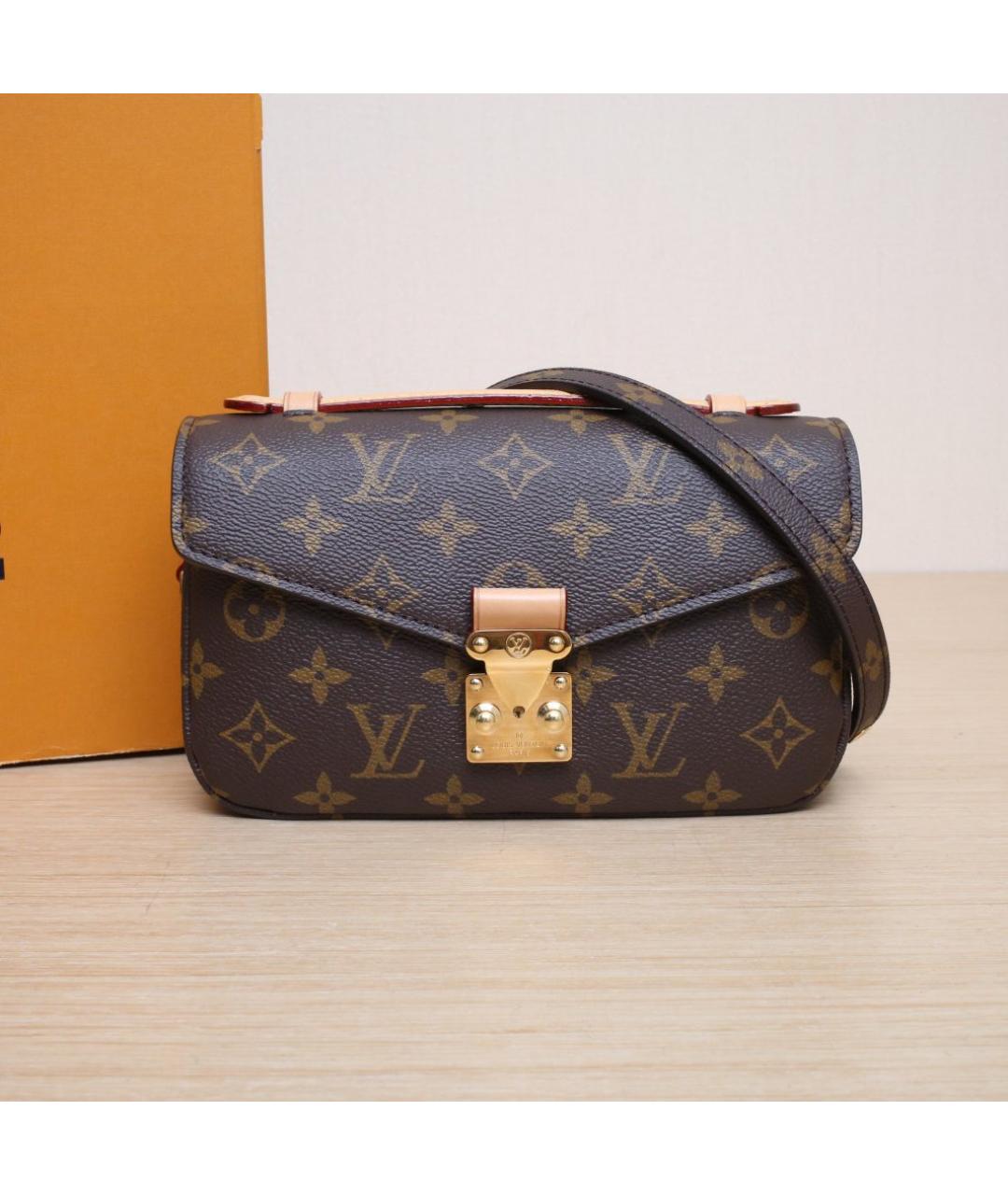 LOUIS VUITTON Коричневая кожаная сумка через плечо, фото 2
