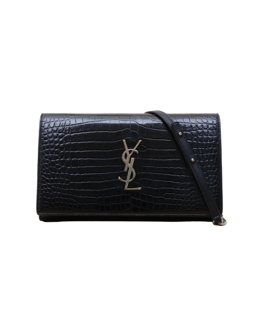 SAINT LAURENT Черная кожаная сумка через плечо, фото 1