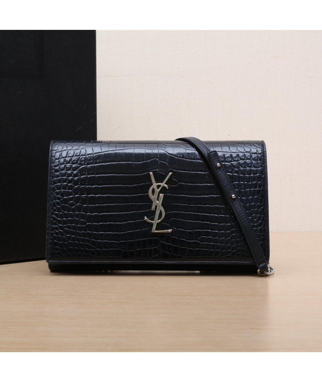 SAINT LAURENT Черная кожаная сумка через плечо, фото 2