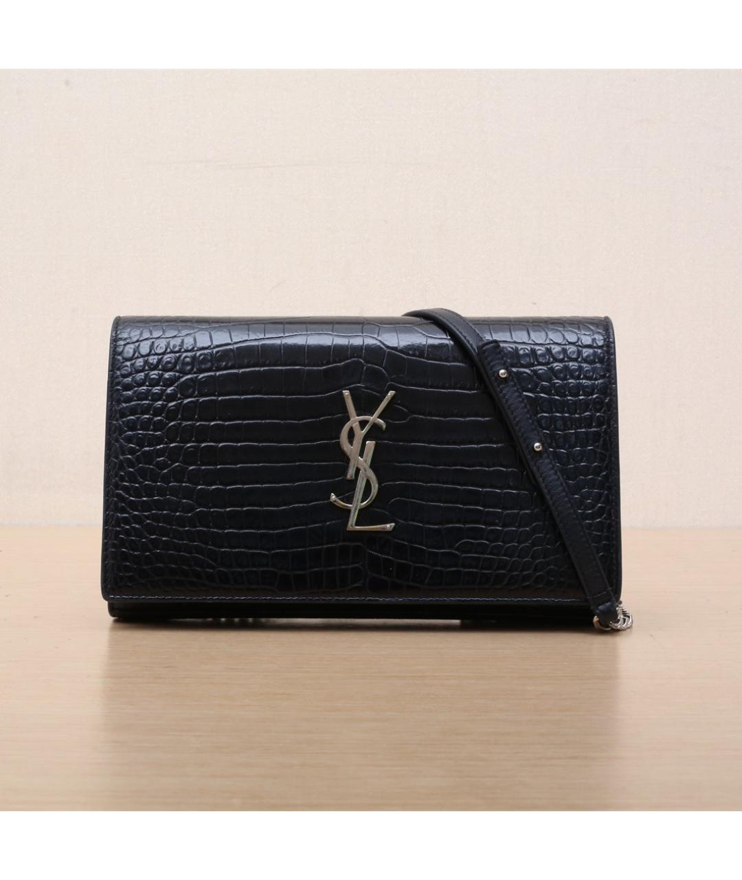 SAINT LAURENT Черная кожаная сумка через плечо, фото 3