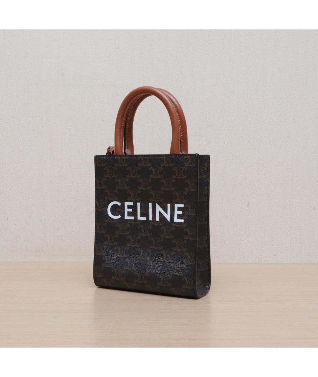 CELINE Коричневая кожаная сумка через плечо, фото 4