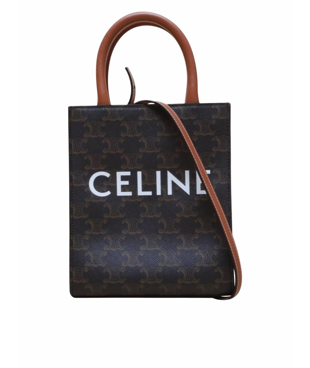 CELINE Коричневая кожаная сумка через плечо, фото 10
