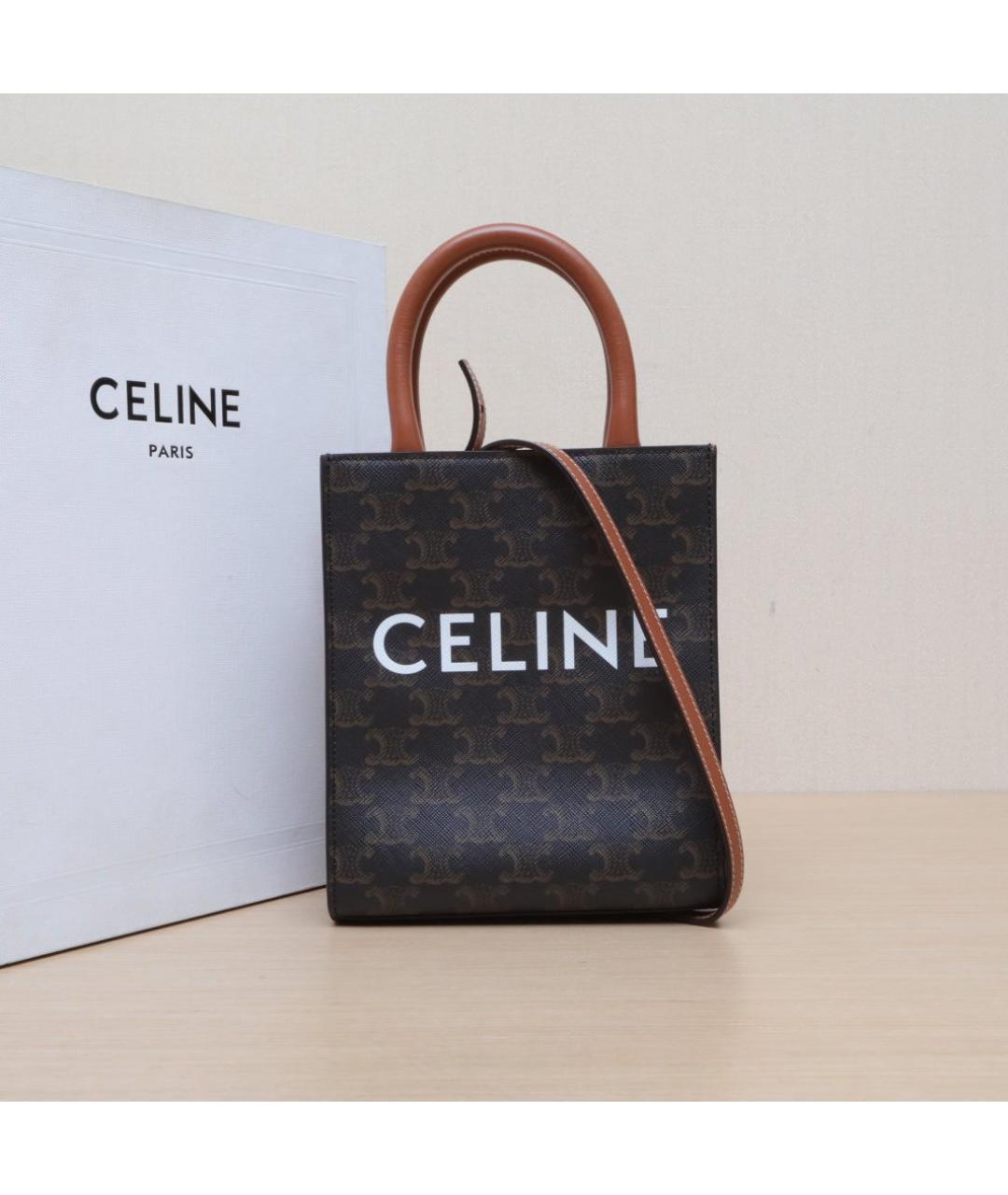 CELINE Коричневая кожаная сумка через плечо, фото 2