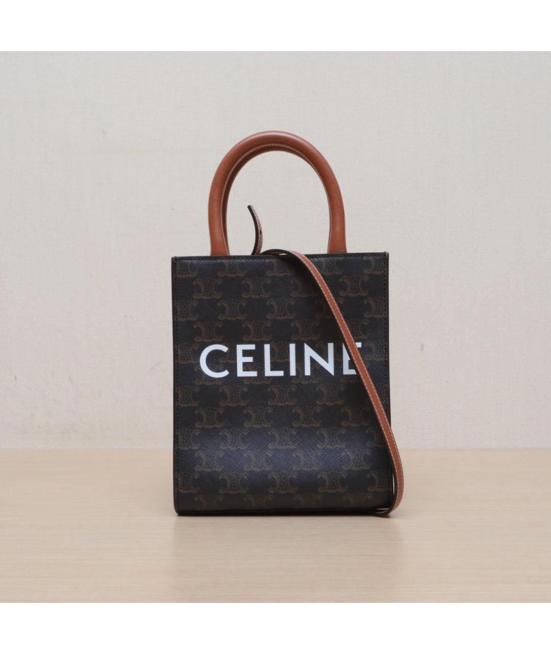 CELINE Коричневая кожаная сумка через плечо, фото 3