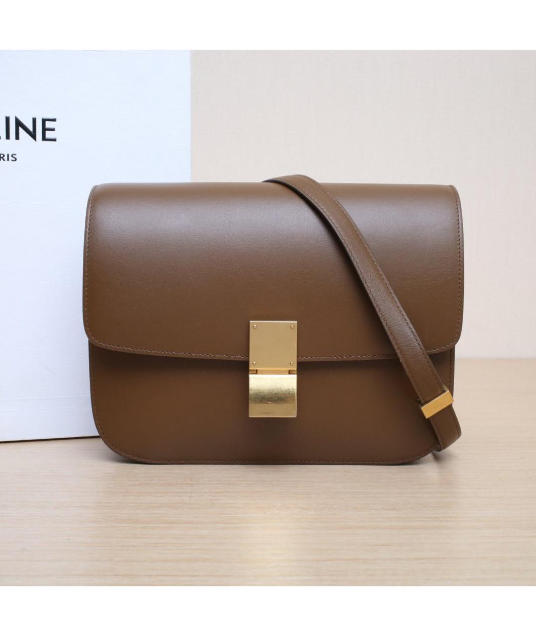 CELINE Коричневая кожаная сумка через плечо, фото 2