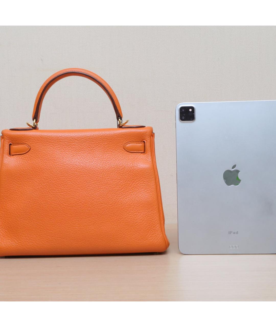 HERMES Оранжевая кожаная сумка через плечо, фото 7
