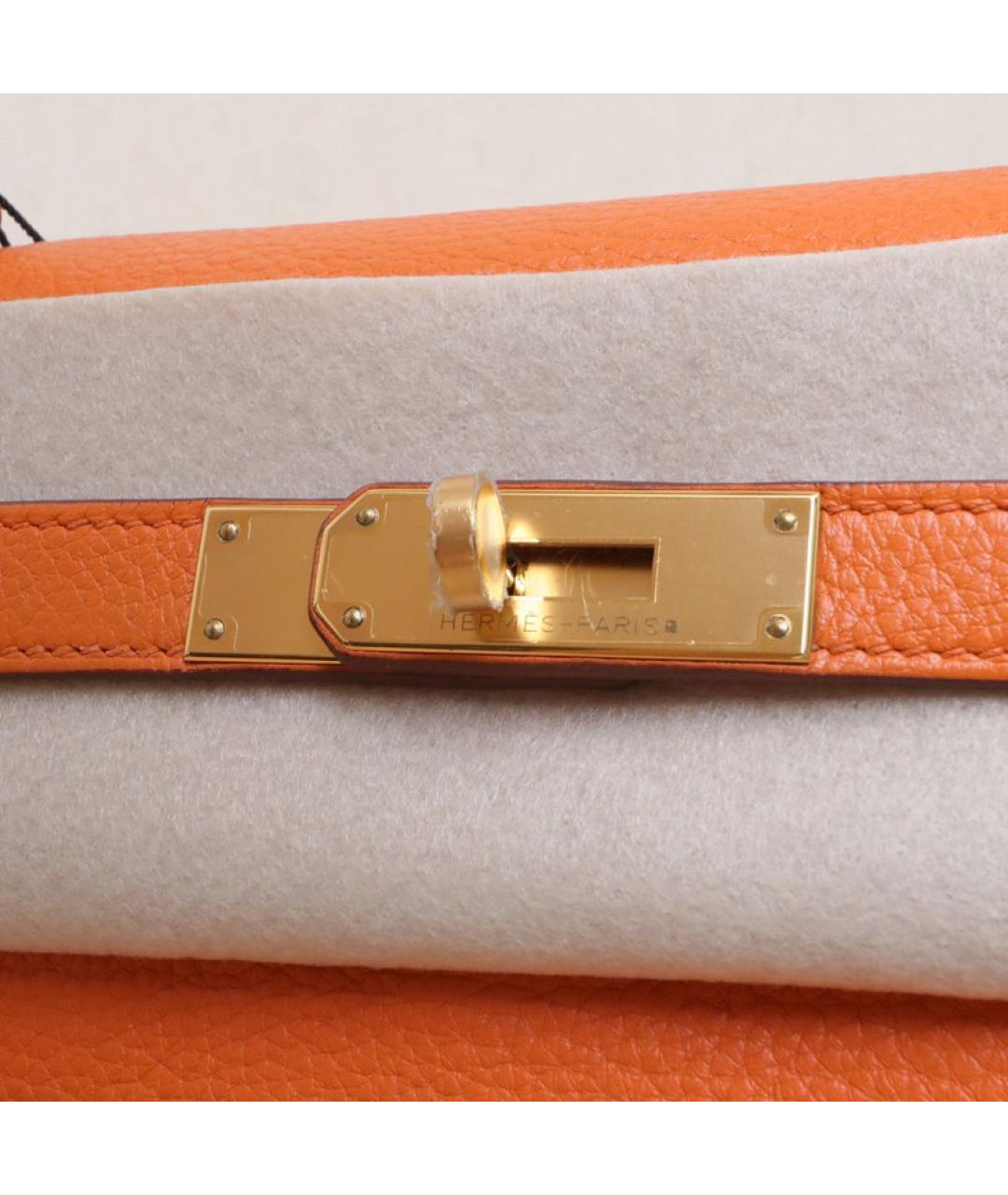 HERMES Оранжевая кожаная сумка через плечо, фото 8