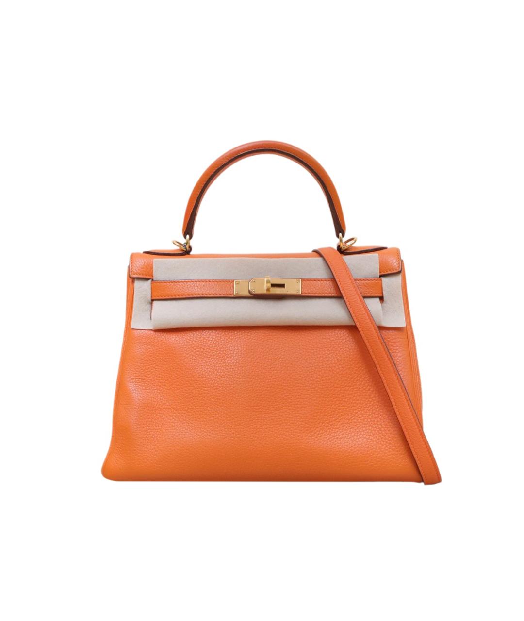 HERMES Оранжевая кожаная сумка через плечо, фото 1