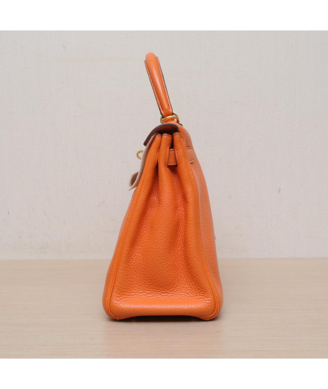 HERMES Оранжевая кожаная сумка через плечо, фото 5