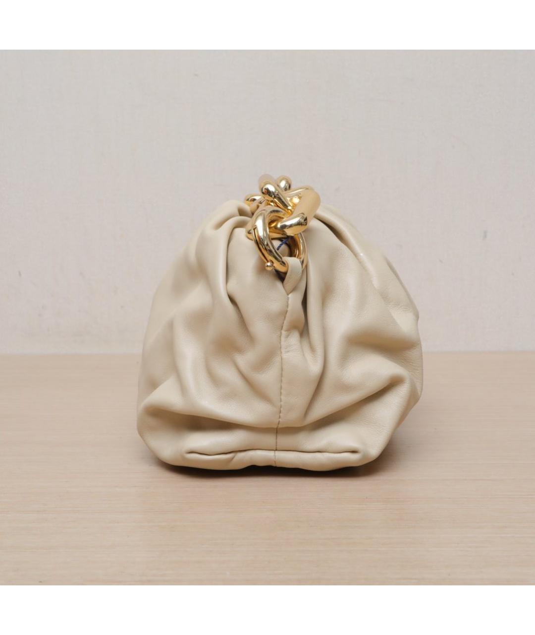 BOTTEGA VENETA Белая кожаная сумка через плечо, фото 5