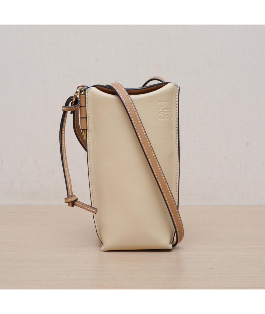LOEWE Бежевая кожаная сумка через плечо, фото 3