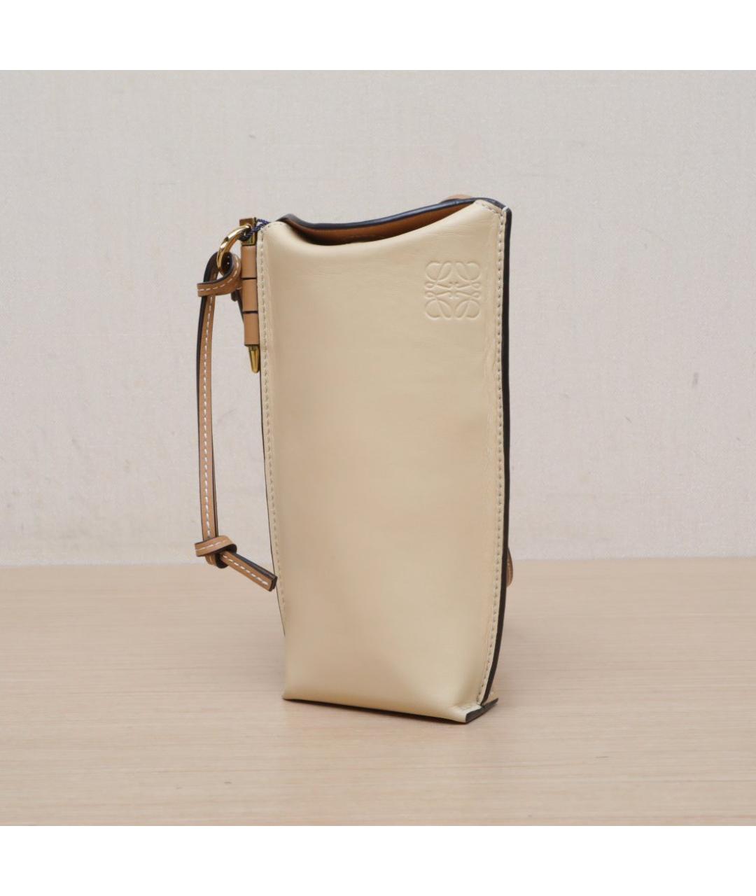 LOEWE Бежевая кожаная сумка через плечо, фото 4