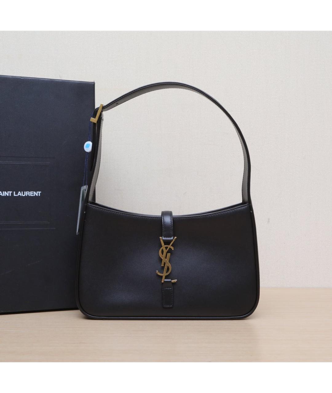 SAINT LAURENT Черная кожаная сумка через плечо, фото 2