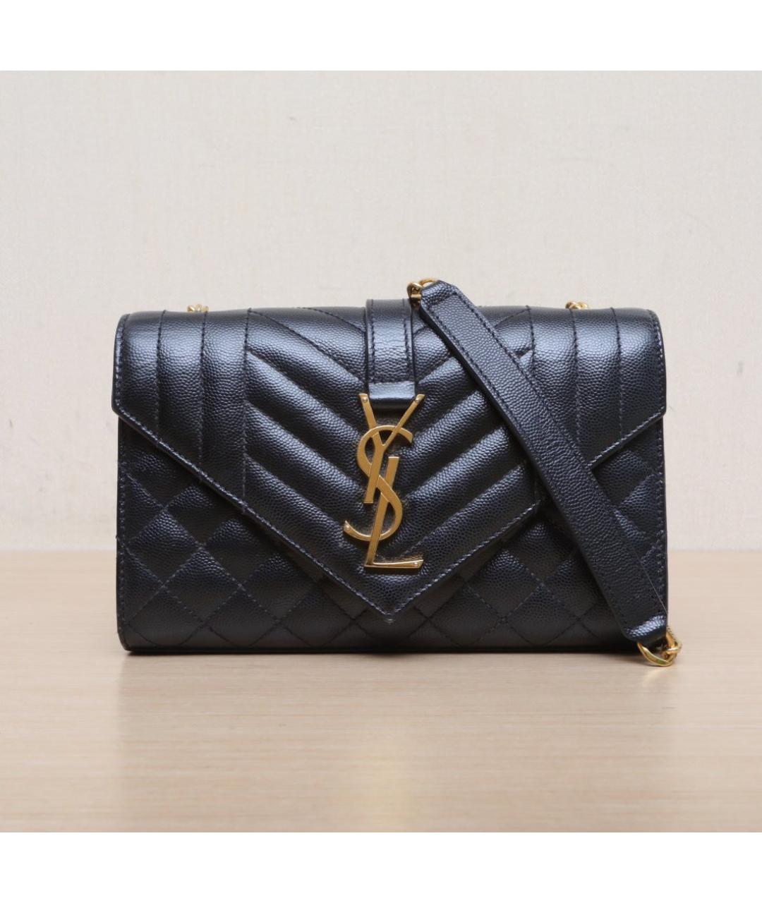 SAINT LAURENT Черная кожаная сумка через плечо, фото 3
