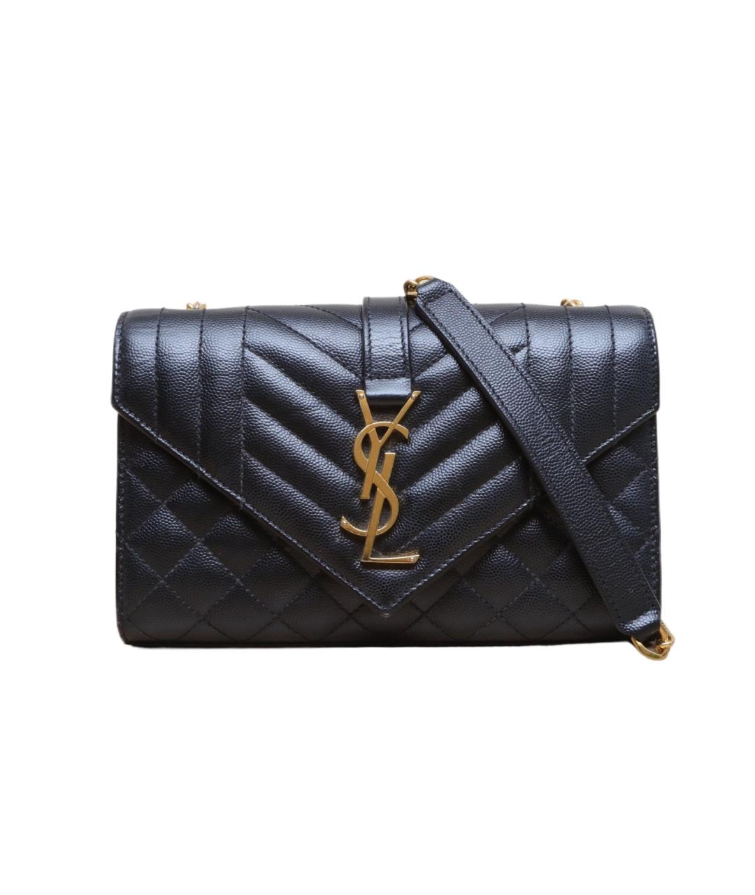 SAINT LAURENT Черная кожаная сумка через плечо, фото 1