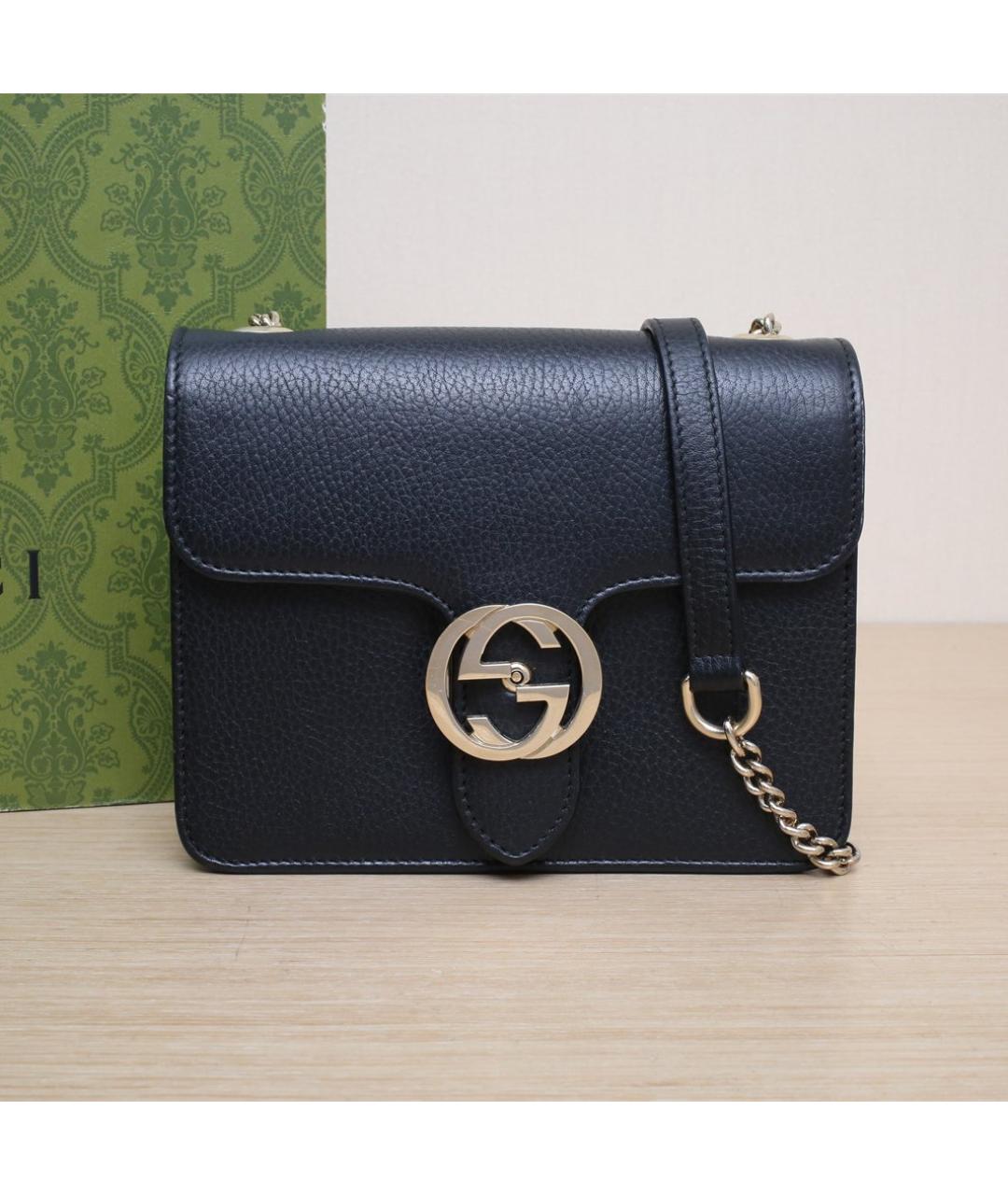 GUCCI Черная кожаная сумка через плечо, фото 2