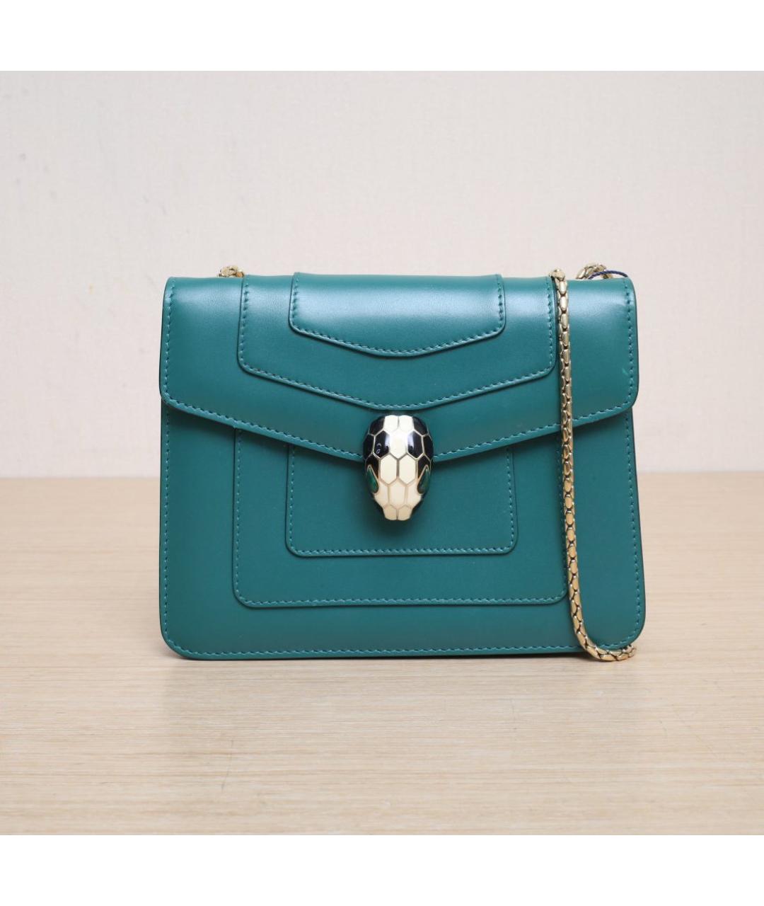 BVLGARI Зеленая кожаная сумка через плечо, фото 2