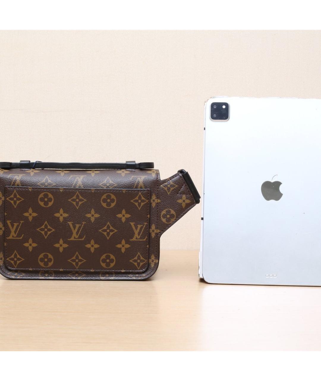 LOUIS VUITTON Коричневая кожаная сумка через плечо, фото 7