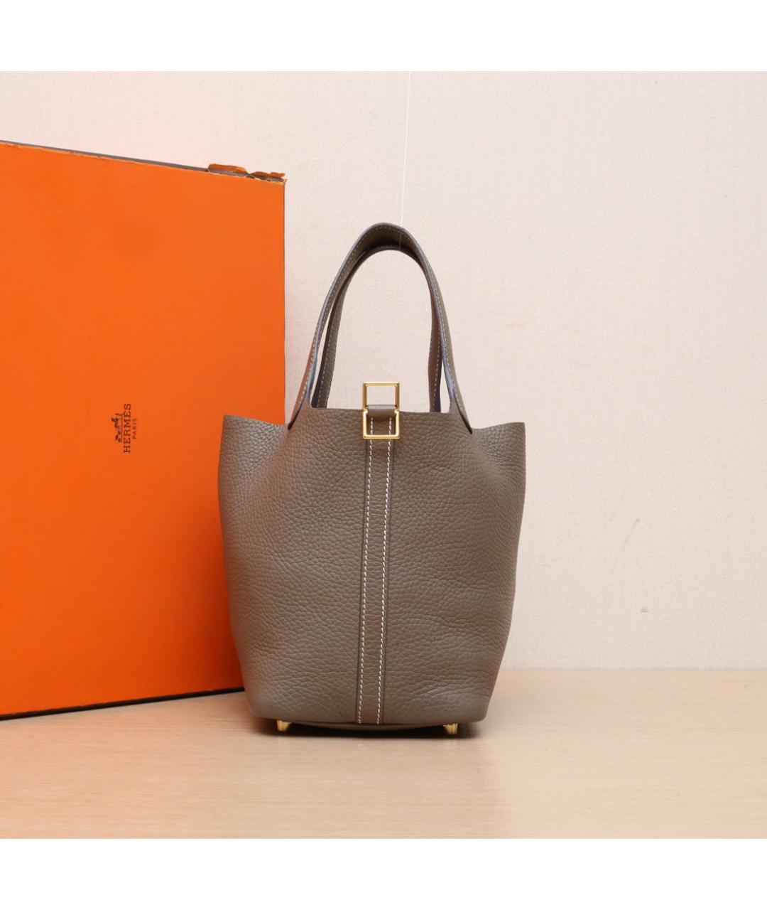 HERMES Коричневая кожаная сумка тоут, фото 2