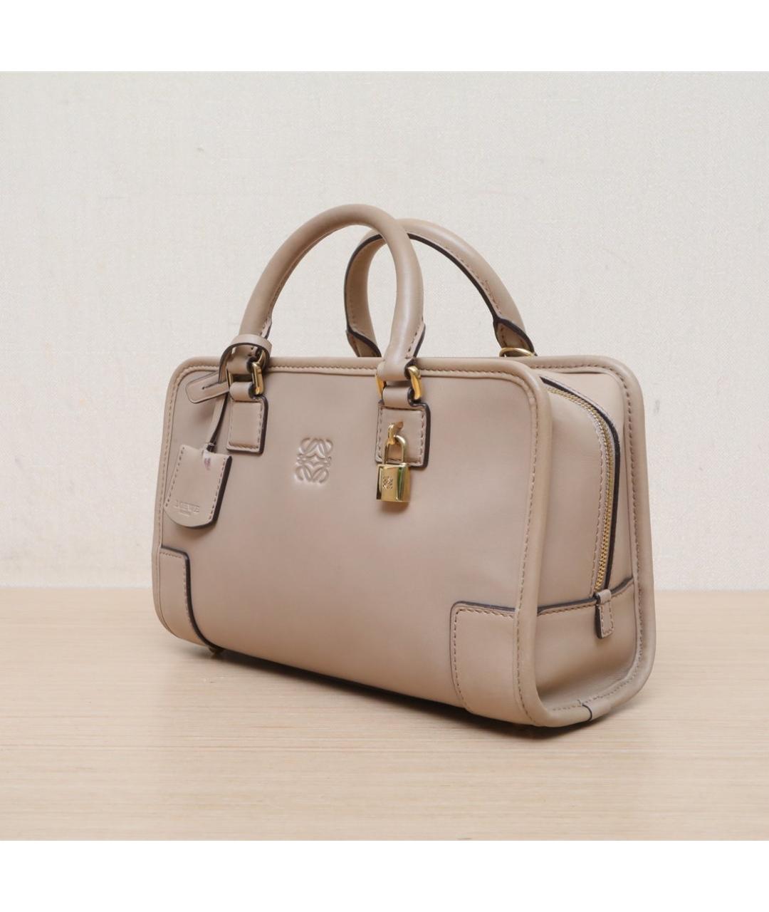 LOEWE Бежевая кожаная сумка через плечо, фото 4