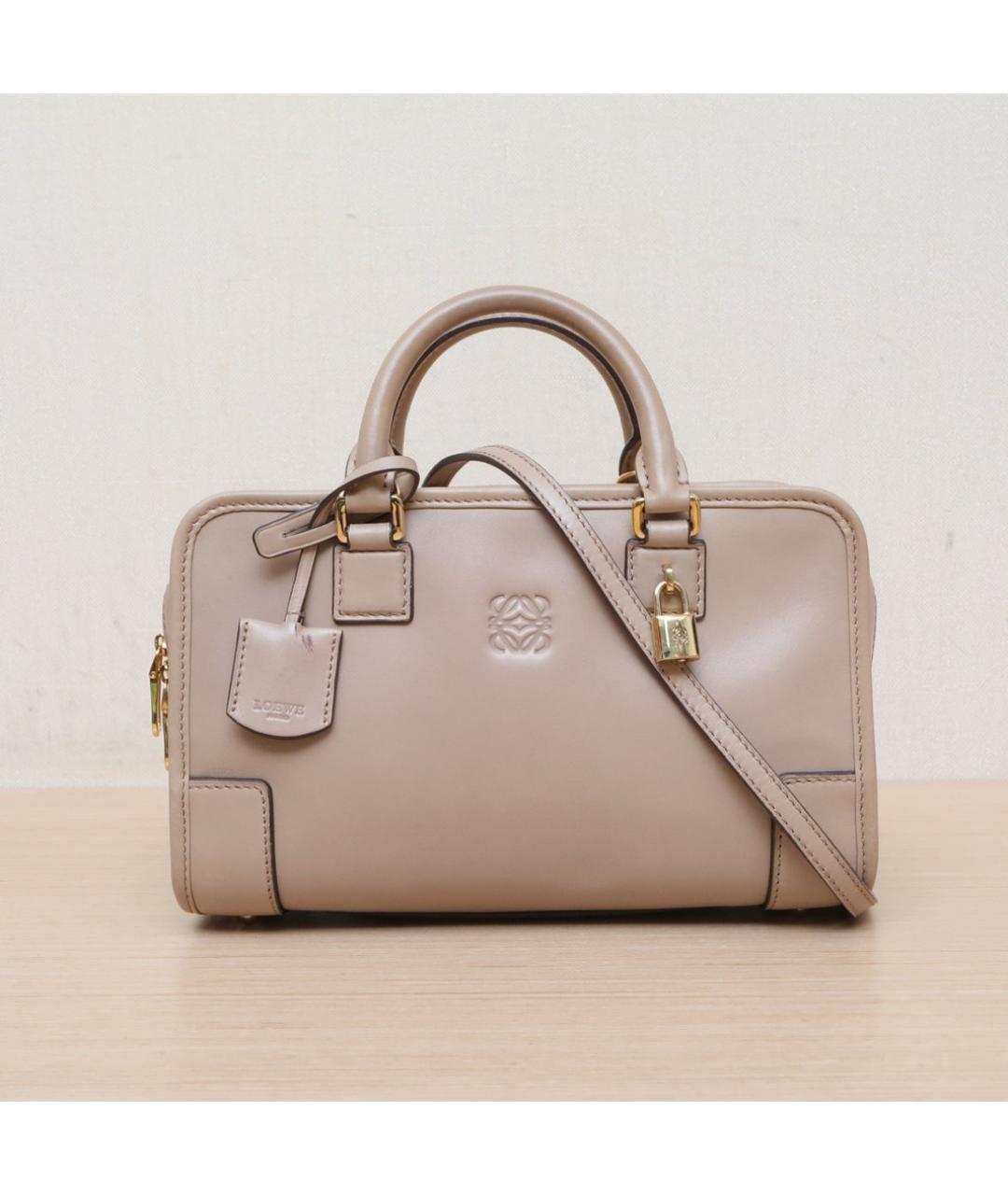 LOEWE Бежевая кожаная сумка через плечо, фото 3